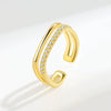 Wholesale Women's Double Layer Square Copper Zircon Finger Ring With Diamond Encrusted Geometric And Minimalist Style Electroplated