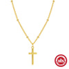 Wholesale Women's Double Layer Stacked Cross And Diamond Encrusted Double Pad Chain Necklace In S925 Sterling Silver With Electroplating