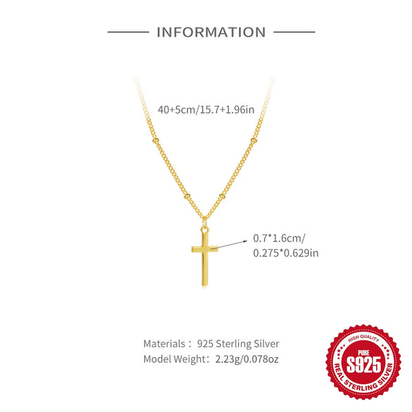 Wholesale Women's Double Layer Stacked Cross And Diamond Encrusted Double Pad Chain Necklace In S925 Sterling Silver With Electroplating