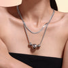 Wholesale Women's Double Layer Stacked Geometric Stainless Steel And Titanium Steel Electroplated Necklace Choker