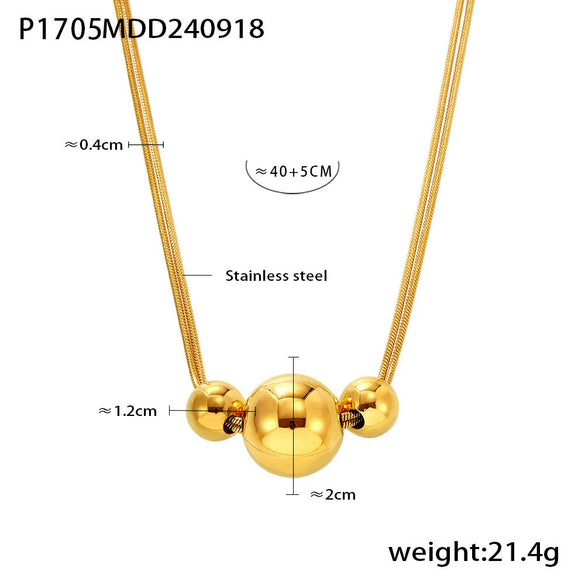 Wholesale Women's Double Layer Stacked Geometric Stainless Steel And Titanium Steel Electroplated Necklace Choker