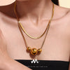 Wholesale Women's Double Layer Stacked Geometric Stainless Steel And Titanium Steel Electroplated Necklace Choker