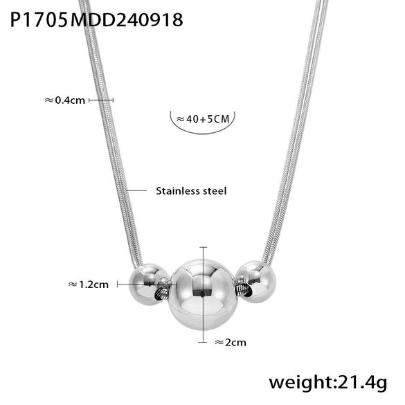Wholesale Women's Double Layer Stacked Geometric Stainless Steel And Titanium Steel Electroplated Necklace Choker