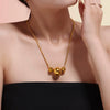 Wholesale Women's Double Layer Stacked Geometric Stainless Steel And Titanium Steel Electroplated Necklace Choker