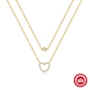 Wholesale Women's Double Layer Stacked S925 Sterling Silver Love Heart Pattern O Chain Necklace With Electroplating