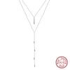Wholesale Women's Double Layer Stacked Y Chain Necklace S925 Sterling Silver Geometric Electroplated