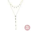 Wholesale Women's Double Layer Stacked Yshaped 925 Sterling Silver Geometric Necklace With Electroplating