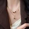 Wholesale Women's Double Layer Sunflower Tiger's Eye Necklace Handmade Light Luxury Clavicle Chain