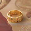 Wholesale Women's Double Row Zircon Geometric Opening Ring Copper Microinlay