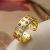 Wholesale Women's Double Row Zircon Geometric Opening Ring Copper Microinlay