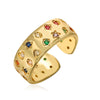 Wholesale Women's Double Row Zircon Geometric Opening Ring Copper Microinlay