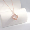Wholesale Women's Double Sided Four Leaf White Fritillary 925 Sterling Silver Necklace With 18K Rose Gold Electroplated Finish