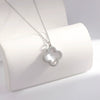 Wholesale Women's Double Sided Four Leaf White Fritillary 925 Sterling Silver Necklace With 18K Rose Gold Electroplated Finish