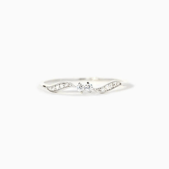 Wholesale Women's Double Stone Wave Ring 925 Sterling Silver Geometric Electroplated