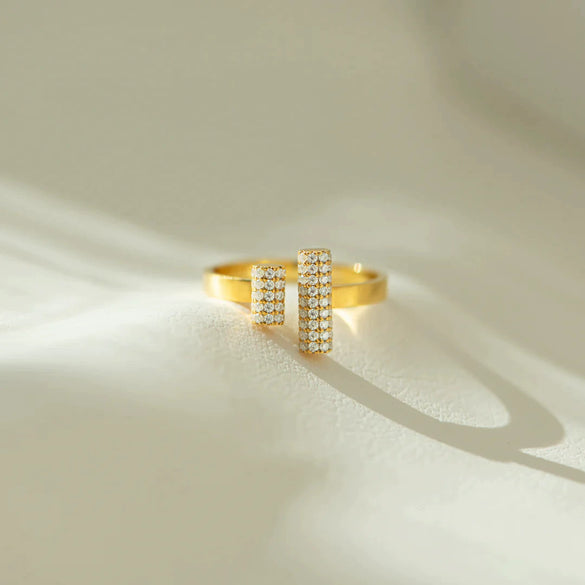 Wholesale Women's Double T Geometric S925 Sterling Silver Electroplated Adjustable Ring