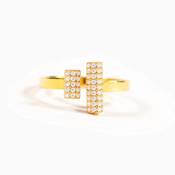 Wholesale Women's Double T Geometric S925 Sterling Silver Electroplated Adjustable Ring