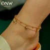 Wholesale Women's Doublelayer Anklet Copper With Flowers And Dragonfly Design