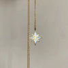 Wholesale Women's Doublelayer Asymmetrical Pearl Light Zircon Necklace With Geometric Pattern Copper Chain And Titanium Steel Pendant Electroplated In 18K Gold Color Preservation