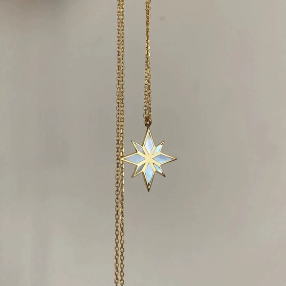 Wholesale Women's Doublelayer Asymmetrical Pearl Light Zircon Necklace With Geometric Pattern Copper Chain And Titanium Steel Pendant Electroplated In 18K Gold Color Preservation