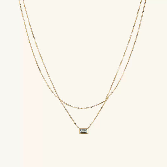 Wholesale Women's Doublelayer Asymmetrical Pearl Light Zircon Necklace With Geometric Pattern Copper Chain And Titanium Steel Pendant Electroplated In 18K Gold Color Preservation