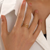 Wholesale Women's Doublelayer Chain Opening Adjustable Geometric Stainless Steel 18K Goldplated Ring