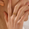 Wholesale Women's Doublelayer Chain Opening Adjustable Geometric Stainless Steel 18K Goldplated Ring