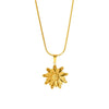 Wholesale Women's Doublelayer Daisy Flower Pendant Stainless Steel And Titanium Steel Necklace With Snake Bone Chain 18K Gold Electroplated