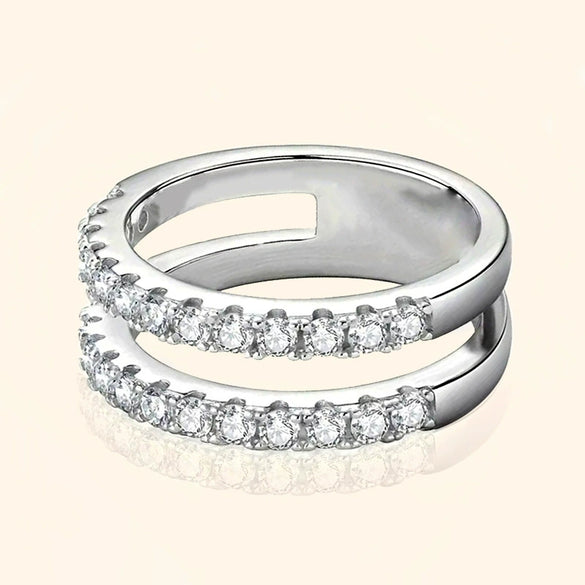 Wholesale Women's Doublelayer Geometric Copper Ring With Micropaved Zircon Chic Style