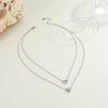 Wholesale Women's Doublelayer Geometric Heart Stainless Steel Zircon Necklace 18K Gold Plated