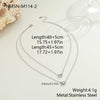 Wholesale Women's Doublelayer Geometric Heart Stainless Steel Zircon Necklace 18K Gold Plated