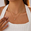 Wholesale Women's Doublelayer Geometric Heart Stainless Steel Zircon Necklace 18K Gold Plated