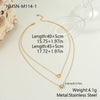 Wholesale Women's Doublelayer Geometric Heart Stainless Steel Zircon Necklace 18K Gold Plated