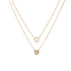 Wholesale Women's Doublelayer Geometric Heart Stainless Steel Zircon Necklace 18K Gold Plated
