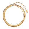 Wholesale Women's Doublelayer Geometric Snake Bone Box Chain Stainless Steel Bracelet With Real Gold Plating And Original Design