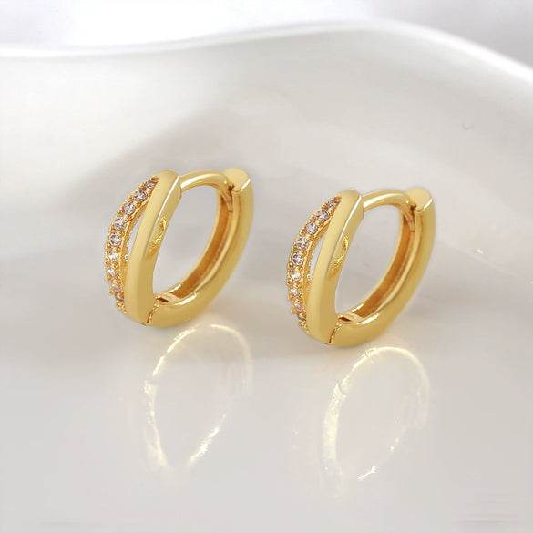 Wholesale Women's Doublelayer Hollow Geometric Copper Hoop Earrings With Electroplating