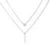 Wholesale Women's Doublelayer Ins Style Simple Square Pendant Stacked Clavicle Chain Necklace Alloy Geometric Electroplating