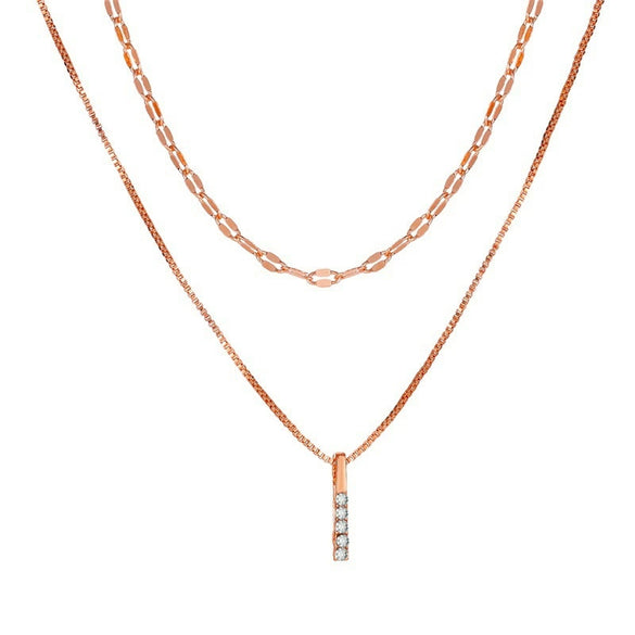 Wholesale Women's Doublelayer Ins Style Simple Square Pendant Stacked Clavicle Chain Necklace Alloy Geometric Electroplating