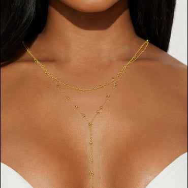 Wholesale Women's Doublelayer Ins Style Simple Square Pendant Stacked Clavicle Chain Necklace Alloy Geometric Electroplating