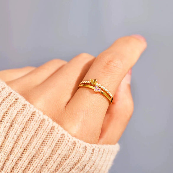 Wholesale Women's Doublelayer Love Ring S925 Sterling Silver Geometric Style Electroplated