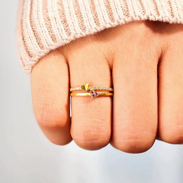 Wholesale Women's Doublelayer Love Ring S925 Sterling Silver Geometric Style Electroplated