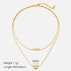 Wholesale Women's Doublelayer Moon Pendant Necklace With 3 Round Beads Geometric Design 18K Goldplated Stainless Steel And Titanium Steel Oshaped Chain