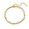 Wholesale Women's Doublelayer Square Stainless Steel Bracelet With Geometric Pattern And Real Gold Plating