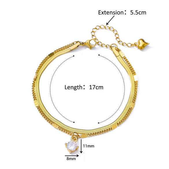 Wholesale Women's Doublelayer Stainless Steel Foot Chain With Geometric Cross Pendant