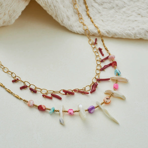 Wholesale Women's Doublelayer Stainless Steel Geometric Jewelry Necklace With Electroplating Design