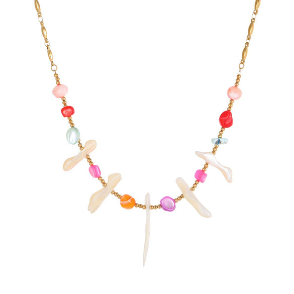 Wholesale Women's Doublelayer Stainless Steel Geometric Jewelry Necklace With Electroplating Design