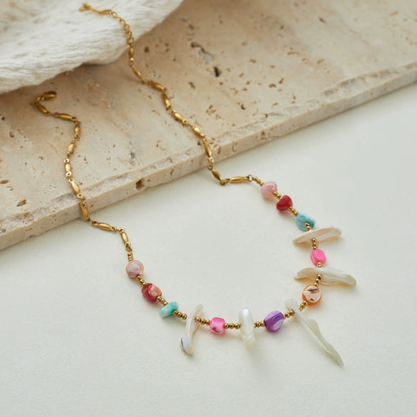 Wholesale Women's Doublelayer Stainless Steel Geometric Jewelry Necklace With Electroplating Design