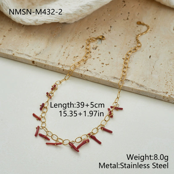 Wholesale Women's Doublelayer Stainless Steel Geometric Jewelry Necklace With Electroplating Design
