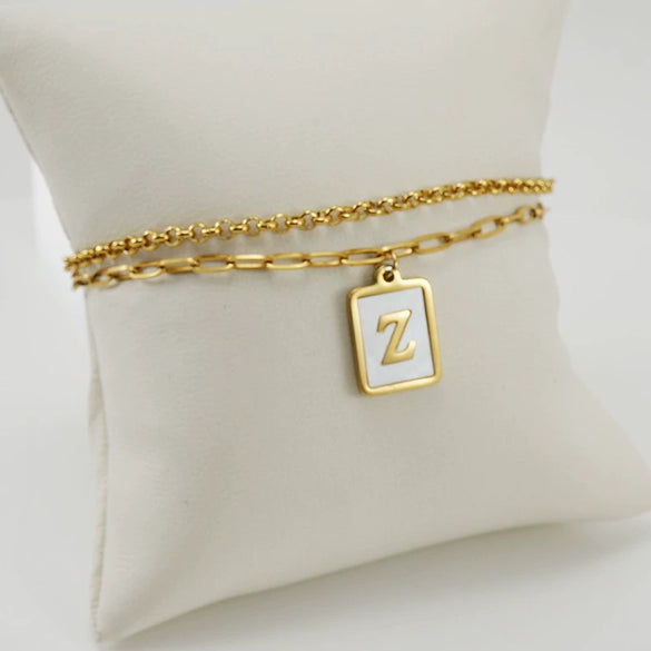 Wholesale Women's Doublelayer Stainless Steel Letter Bracelet With Electroplating Featuring Letters Numbers And Text