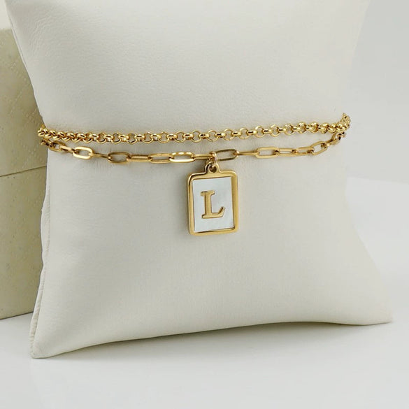 Wholesale Women's Doublelayer Stainless Steel Letter Bracelet With Electroplating Featuring Letters Numbers And Text