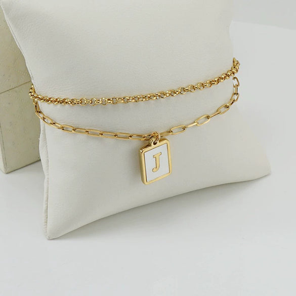 Wholesale Women's Doublelayer Stainless Steel Letter Bracelet With Electroplating Featuring Letters Numbers And Text
